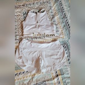 Lululemon sports bra and athletic shorts